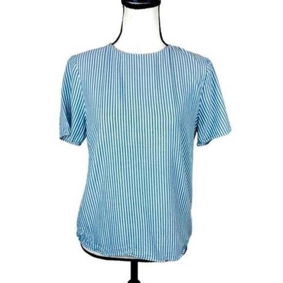 Cremieux Womens green striped short sleeve top size XS small - Picture 1 of 8